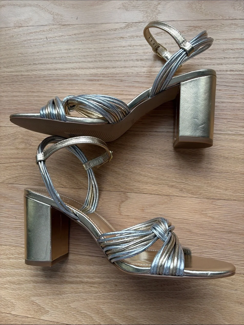 J. Crew Gold & Silver Strappy Heels | 8